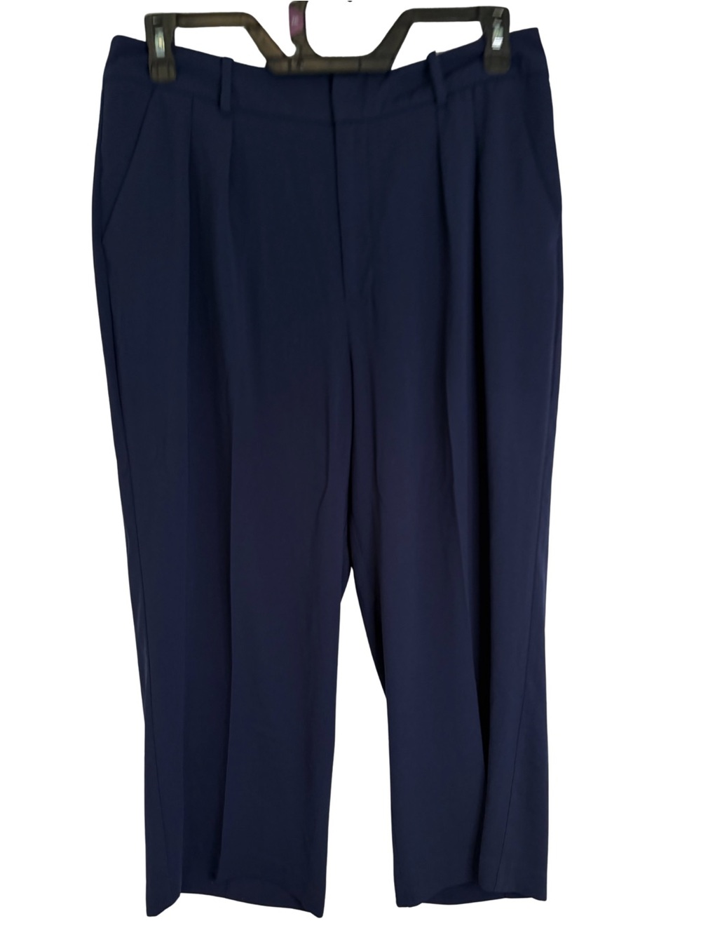 A New Day Women's Navy Blue Cropped Pleated Pants Size 14
